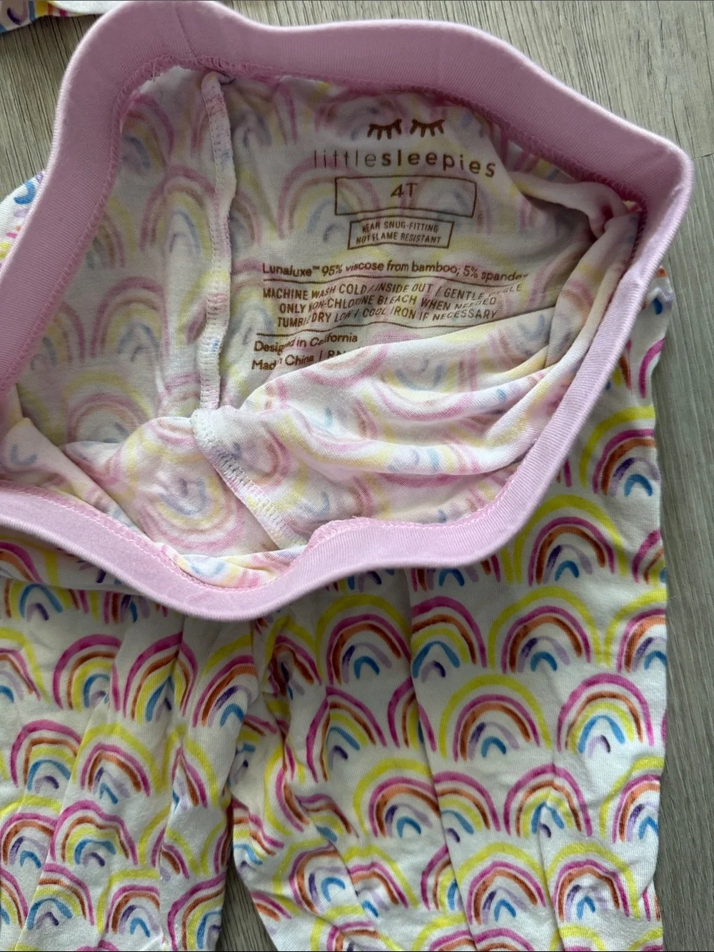 Little Sleepies- 4T Girls' Rainbow Print Pink Long-Sleeve Pajama Set.